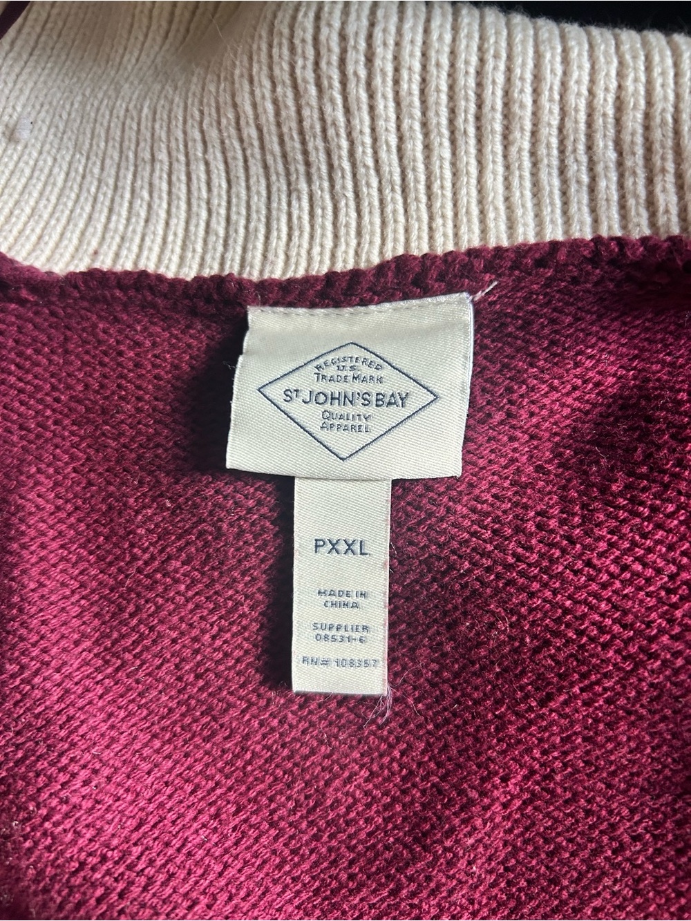 St. John's Bay Short Sleeve Knit Polo Sweater Red Burgundy Petite XXL - Picture 6 of 6